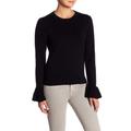 J. Crew Sweaters | J. Crew Womens Xl Black Long Sleeves Ruffle Cuffs Crew Neck Pullover Sweater | Color: Black | Size: Xl