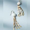 Anthropologie Jewelry | Anthropologie Freshwater Fringe Drop Earrings | Color: Gold/White | Size: Os