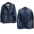 Lularoe Jackets & Coats | Lularoe Jaxon Denim Jean Stretch Floral Roses Embroidered Jacket Size L | Color: Blue | Size: L