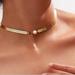 Free People Jewelry | Free People Layered Gold Cheveron Chain Choker Necklace | Color: Gold/White | Size: Os
