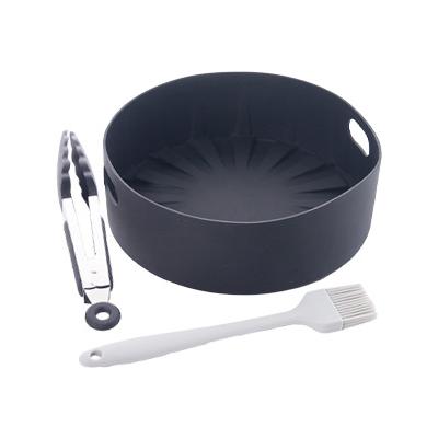 Silicone Air Fryer Basket with Basting Brush and Tongs (Medium)