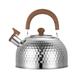Stove Top Kettle Tea Kettle Stovetop Whistling Stovetop Tea Kettle Retro Tea Kettle Stainless Steel Red Whistling Tea Pot with Ergonomic Handle Whistling Tea Kettle (Color : Silver, Size : 2L)