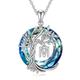 TOUPOP Tree of Life Initial Necklace for Women, 925 Sterling Silver Letter M Initial Pendant Necklace with Blue Circle Crystal for Women Girls Daughter Birthday Graduation Jewellry Gifts