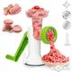 LHS Manual Meat Grinder, Meat Mincer Sausage Stuffer, 3-in-1 Food Grinder with Stainless Steel Blades for Meat, Sausage, Churros，Green