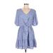 Sienna Sky Casual Dress - Popover V Neck Short sleeves: Blue Dresses - New - Women's Size Medium