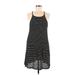 Charming Charlie Casual Dress - High/Low: Black Stripes Dresses - Women's Size Medium