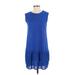 BB Dakota Casual Dress - Shift: Blue Solid Dresses - Women's Size Small