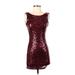 Crystal Doll Cocktail Dress - Mini: Burgundy Dresses - Women's Size Small