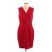 Calvin Klein Casual Dress - Wrap: Red Solid Dresses - Women's Size 12