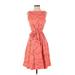 L.L.Bean Signature Casual Dress: Orange Hearts Dresses - Women's Size 4