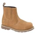 Mens Leather Goodyear Welted Slip On Chelsea Safety Dealer Ankle Boots Shoes Size - Tan - UK 9