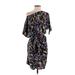 Corey Lynn Calter Cocktail Dress - Wrap Cold Shoulder Short sleeves: Black Print Dresses - Women's Size Small