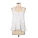 Little Yellow Button Sleeveless Top White Halter Tops - Women's Size Medium