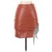 Miss Circle Faux Leather Skirt: Brown Bottoms - Women's Size X-Small