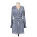 Express Outlet Casual Dress - Shirtdress: Blue Stripes Dresses - Women's Size Medium