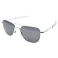 AO Original Pilot Sunglasses Bayonet Silver Frame True Color Gray Glass Lens 52mm OP-252BTCLGYG