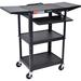 Luxor Adjustable-Height Steel Utility Cart With Keyboard Tray and Drop Leaf Shelv UCMT1KBDL