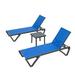 Patio Chaise Lounge Chair Set of 3,Aluminum Polypropylene Sunbathing Chair with 5 Adjustable Position(2 Lounge Chairs+1 Tbale)