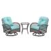 American Rural Style 3 Pieces Outdoor Swivel Rocker Patio Chairs, 360 Degree Rocking Patio Conversation Set