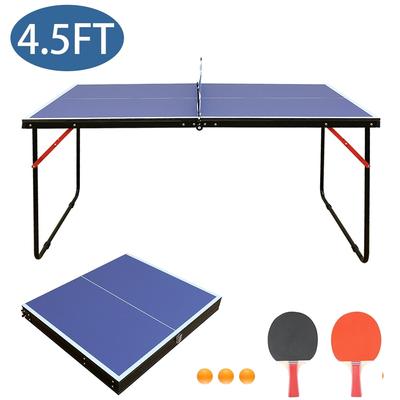 4.5FT Foldable Tennis Table Ping Pong Table Set with Net, 2 Paddles