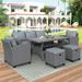 6-Piece Outdoor Rattan Wicker Set Patio Garden Backyard Sofa, Chair, Stools and Table