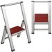 Step Ladder 1 Step Folding, Decorative - Beautiful Mahogany & Silver Aluminum, Ultra Slim Profile, Anti Slip Steps