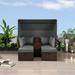 Convertible Patio Daybed Sofa 2-Seater Outdoor Patio Daybed Outdoor Double Daybed Outdoor Loveseat Sofa Set