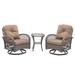 American Rural Style 3 Pieces Outdoor Swivel Rocker Patio Chairs, 360 Degree Rocking Patio Conversation Set