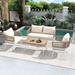 Mid-Century Modern Outdoor Patio Sectional Sofa Set Outdoor Furniture Set, Patio Conversation Set