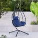 Outdoor Egg Chair with Bracket Swing Chair Courtyard Wicker Egg Chair Hanging Basket Chair Hammock Chair