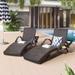 Long Reclining Chaise Lounge Chairs Set of 2,Rattan Lounge Chair Double Chaise Lounge Sunbathing Chairs with Adjustable Backrest