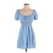 Hollister Casual Dress - Mini: Blue Hearts Dresses - Women's Size Small