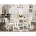 East West Furniture Dinette Set- a Dining Table and Light Beige Linen Fabric Chairs, Linen Fabric(Pieces Options)