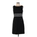 Liz Claiborne Casual Dress - Sheath Crew Neck Sleeveless: Black Chevron/Herringbone Dresses - Women's Size 10