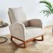 GZMWON Linen Rocking Accent Chair-38.59" H x 27.57" W x 36.62" D Wood/Solid Wood in Brown | 38.59 H x 27.57 W x 36.62 D in | Wayfair