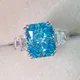 Fashion Moissanite Aquamarine Engagement Rings for Women Romantic Bridal Wedding Band Mother's Day