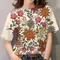 2024 Top Women Flower Printed Women's T-Shirt Oversized T-Shirt Popular Clothes Women Clothing Short