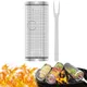 LMETJMA Rolling BBQ Basket Stainless Steel BBQ Net Tube Portable Outdoor BBQ Grill Mesh Camping