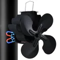 Magnetic Log Burner Fan 4 Blade Stove Fan Wood Burning Heat Powered Fireplace Burner Fan Flue Pipe