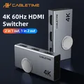 CABLETIME 4K 60Hz HDMI-compatible Switcher Bi-directional Knob Switch 3D Vision for Laptop Dell LG