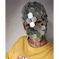 Mirror costume Costume mirror headgear hexagonal lens hat mysterious masked headgear