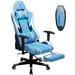 Ivy Bronx 7-Point Massage Swiveling PC & Racing Game Chair w/ Footrest Faux Leather in White/Blue | Wayfair 670EE3B403394704A37D5B8EAC23A659