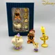 Disney 4pcs Beauty And The Beast Lumiere Candle Candlestick Teapot Cup Cogsworth Action Figure Toys