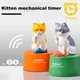 1Pc Cute Cat Mechanical Timer Magnets Timers Kitchen Timers for Refrigerator and Microwave Oven