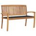 Red Barrel Studio® Outdoor Patio Bench Stacking Patio Bench w/ Cushion Teak Wood/Natural Hardwoods in Brown/White | Wayfair