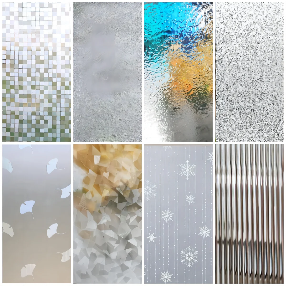 Glasfensterfolie, Sichtschutzfolie für Fenster, mattiertes Fenster, Vinyl, 3D-dekorative Fensteraufkleber, nicht klebend, für Badezimmer und Wohnzimmer Image