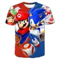 2024 primavera/estate nuova maglietta stampata in 3D Sonic abbigliamento per bambini abbigliamento