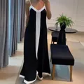 Abito da donna 2024 estate abbigliamento donna moda elegante scollo a v Casual in bianco e nero