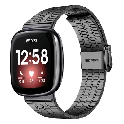 Neues Mesh-Band für Fitbit Versa 4/3 Damen Herren Edelstahl Metall Uhrenarmband Schlaufe für Fitbit Image