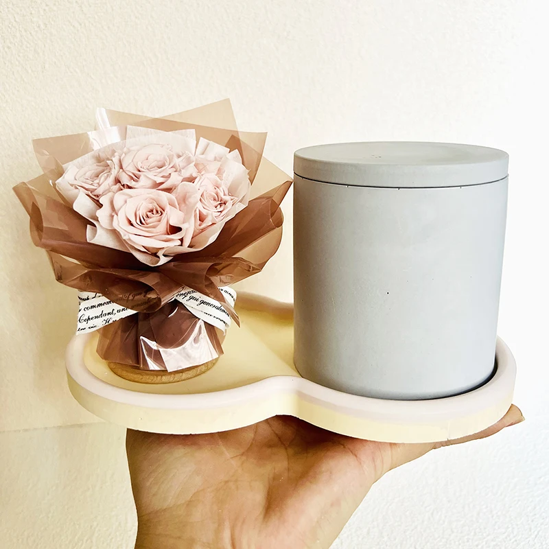 Klassische runde Kerzen becher Gefäß Silikon form Zement Vorrats glasform Terrazzo Kerzen behälter Beton form Gipsform Image